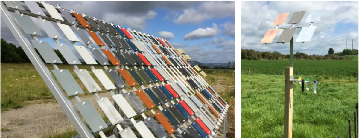 Materials being exposed to weather for testing