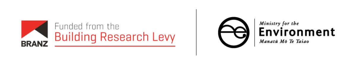 Image of a logo wall with the building research levy and Ministry for the environment