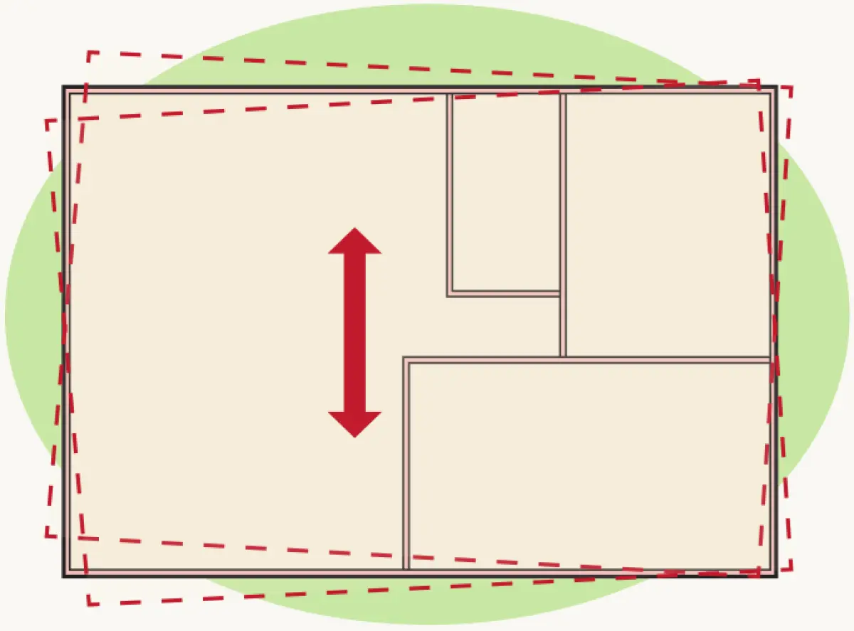 A top down diagram of a house moving from earthquakes