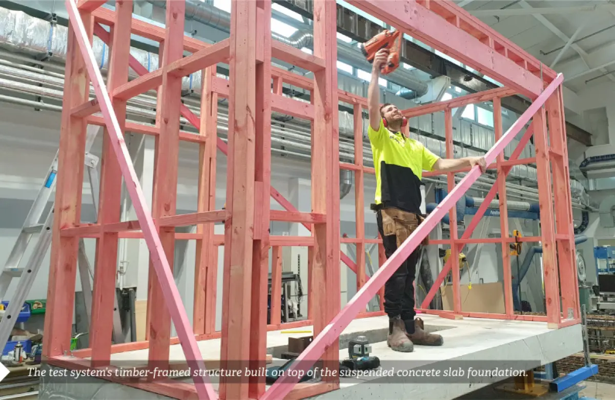 A photo of someone building the earthquake testing room