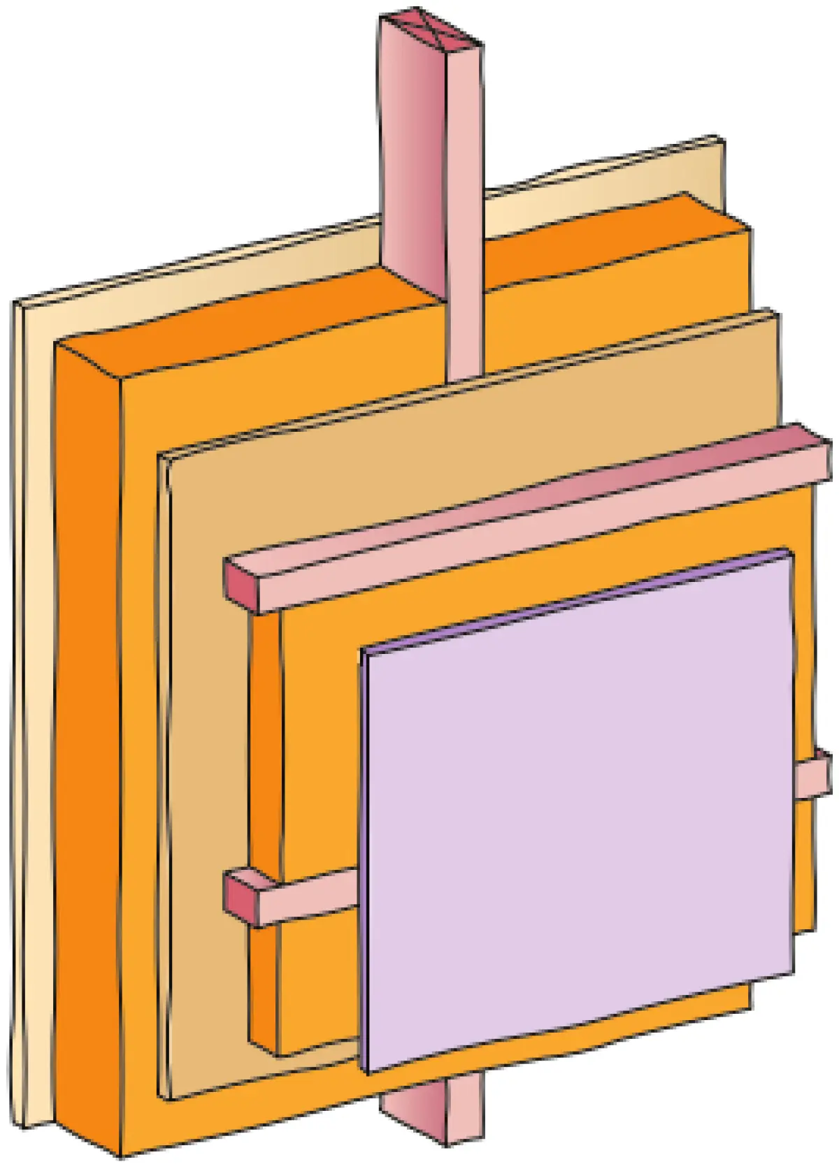 a diagram that shows a plywood air control layer and the battens fixed horizontally across that