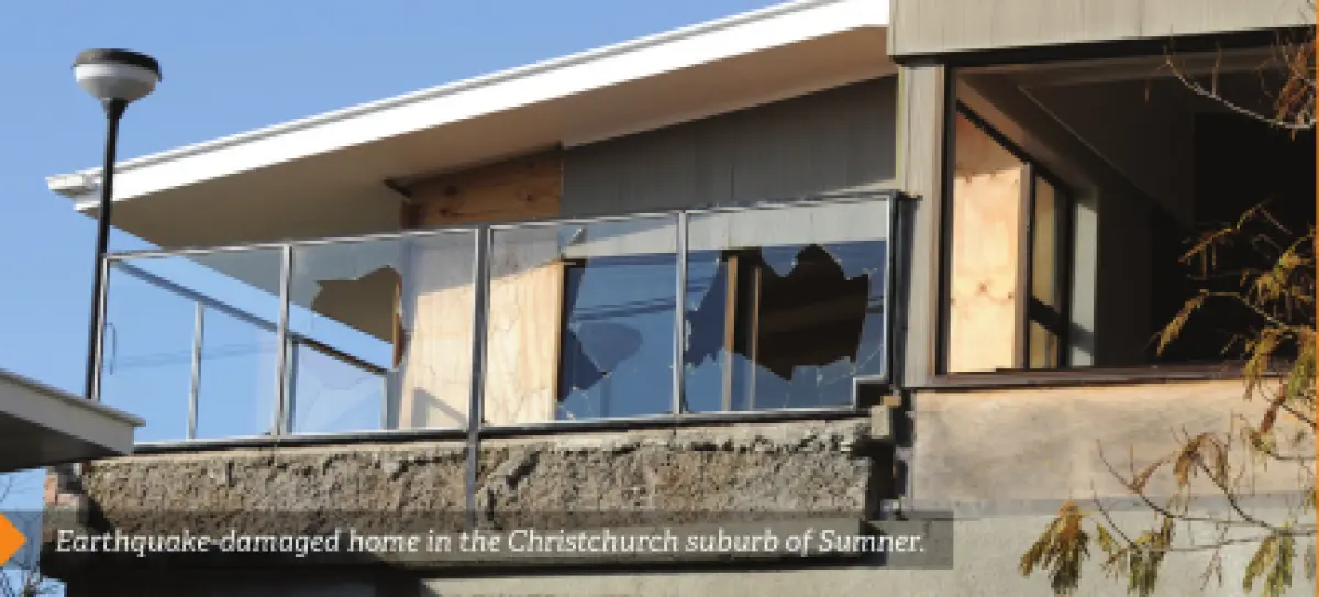 A photo of an earthquake damaged building