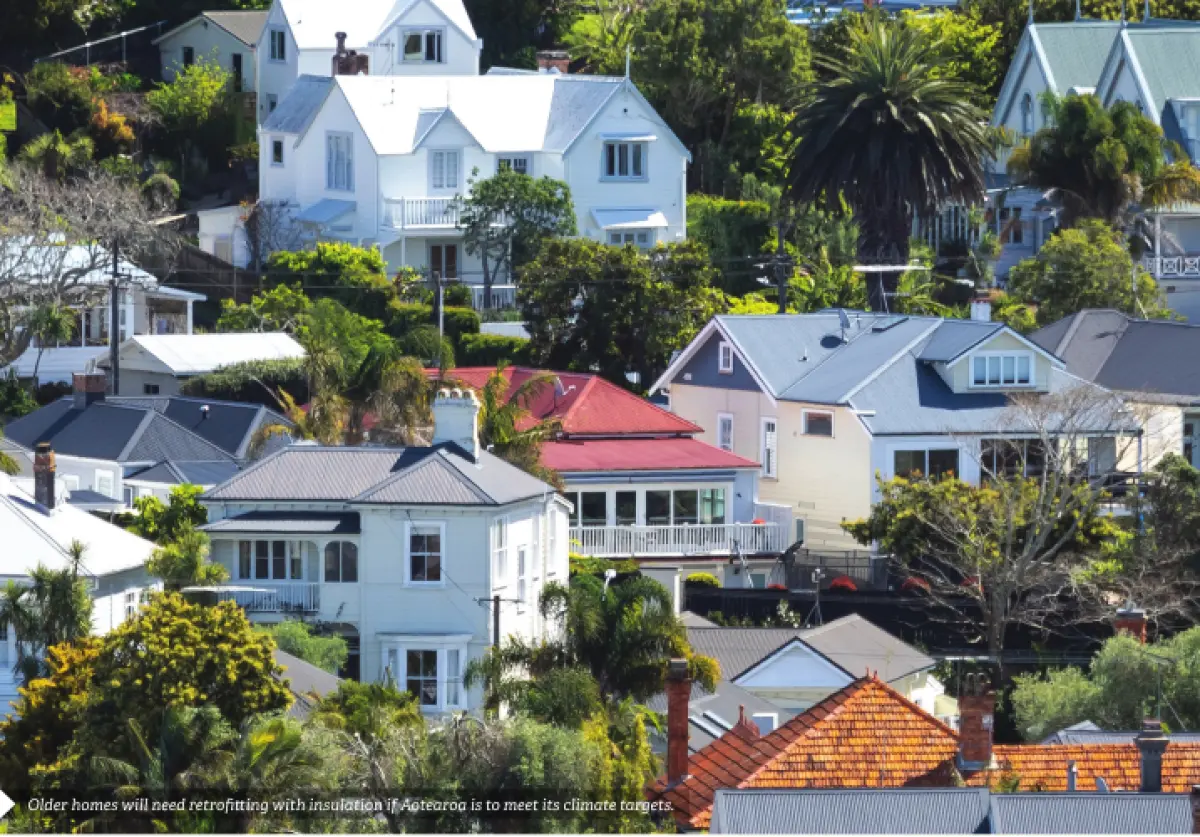 A photo looking at multiple houses on a hillside