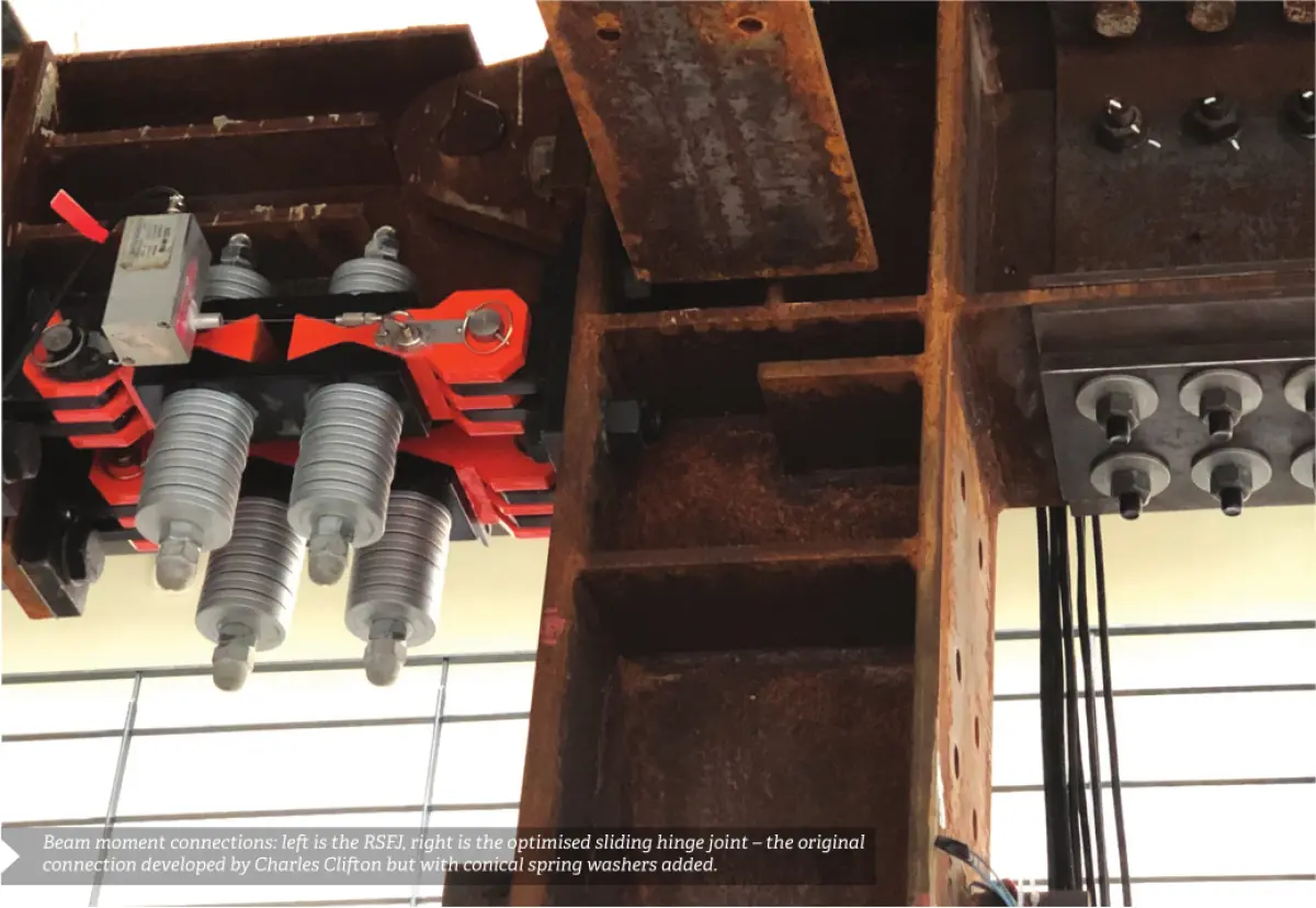 A photo of a optimised sliding hinge joint with conical spring washers added