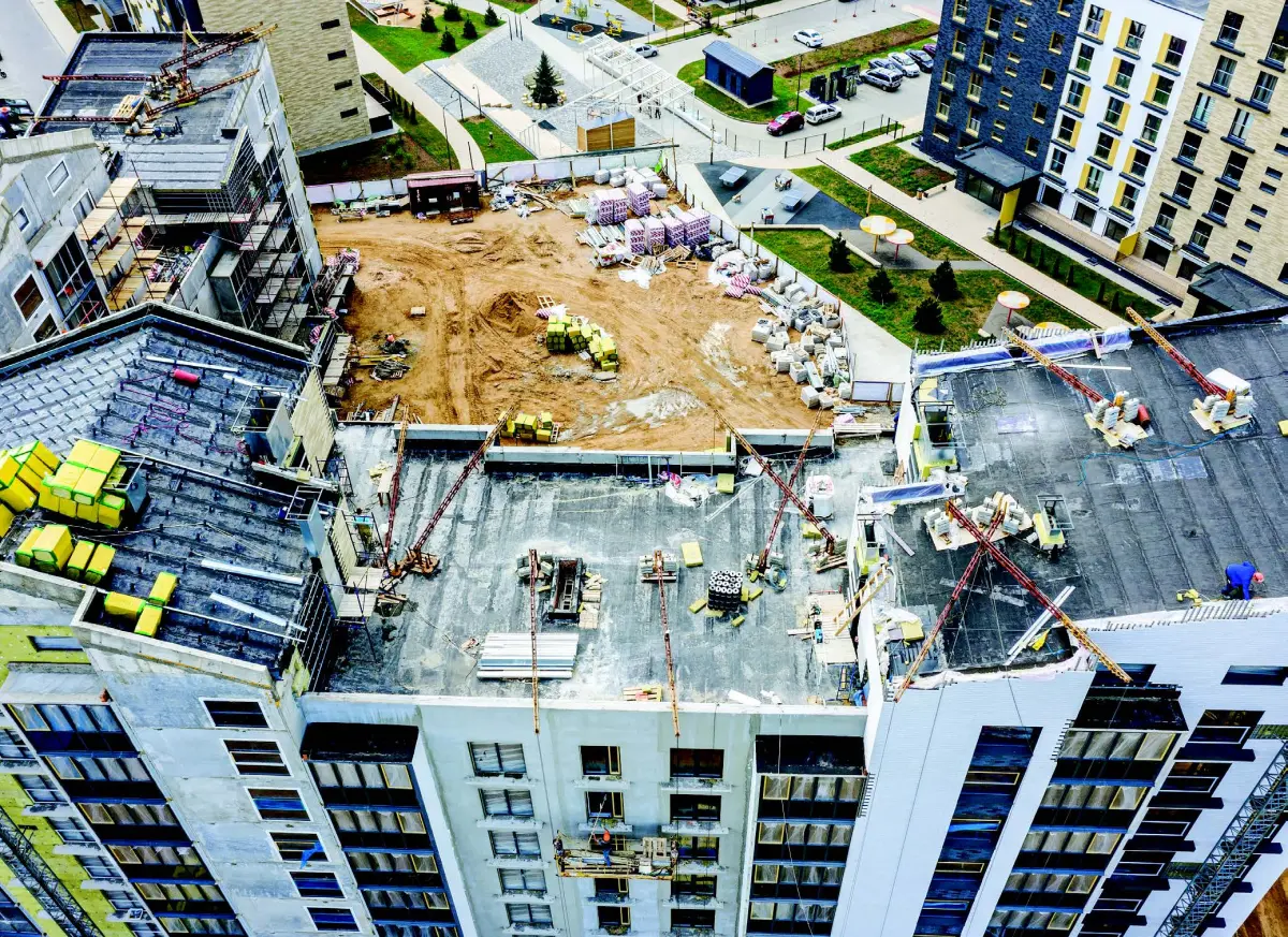 Drone image of construction project
