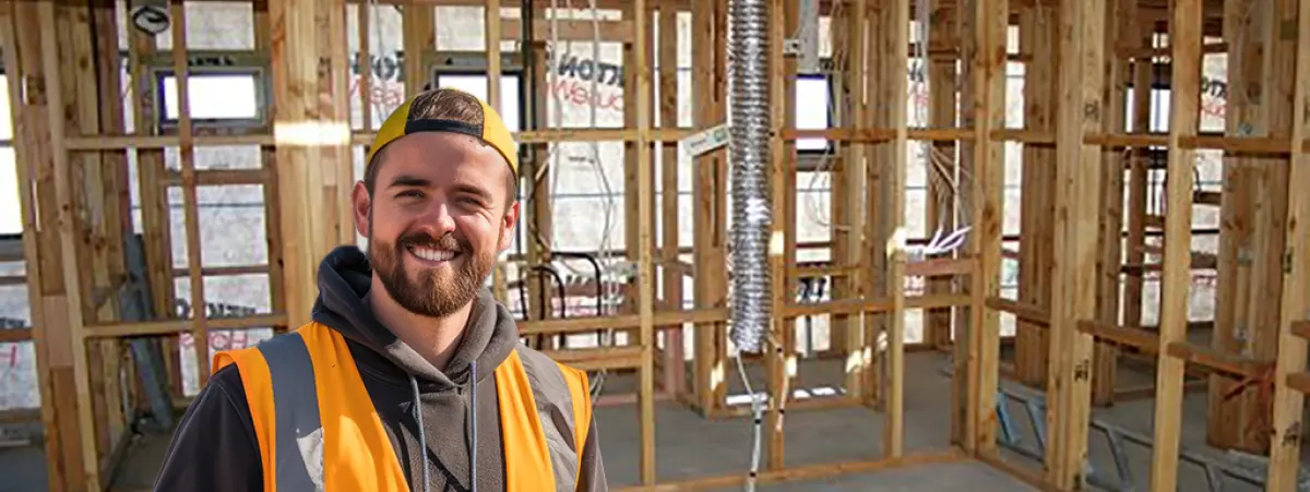 Image of a happy construction worker on a waste friendly site