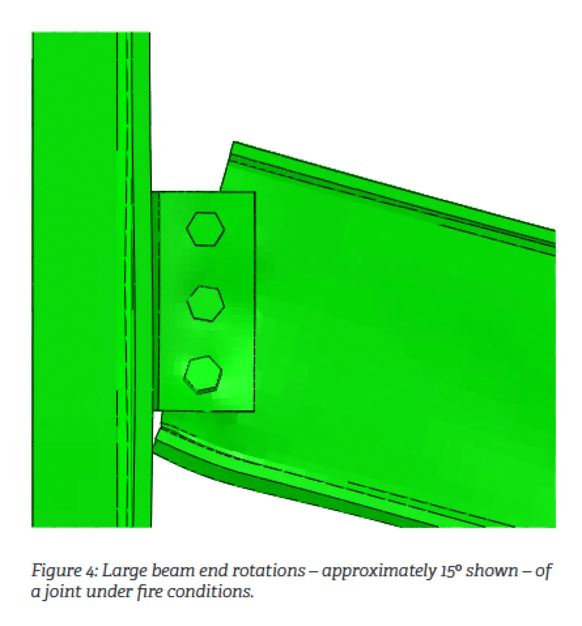 A diagram of a beam bending at fifteen degrees at a joint