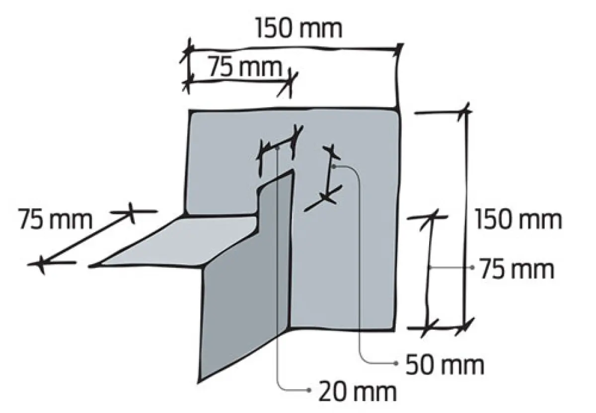 A diagram of Revised fabricated flashing for Figure 4.