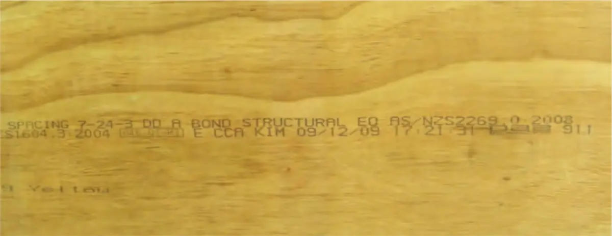 A photo showing text written on plywood