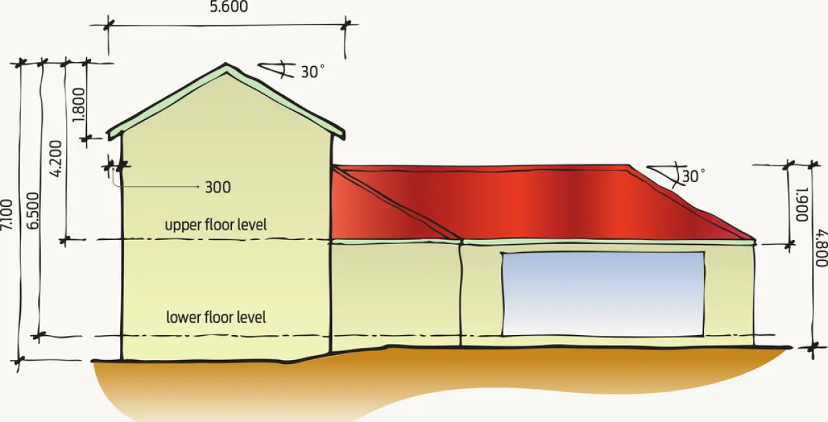 a diagram of a house with a second story