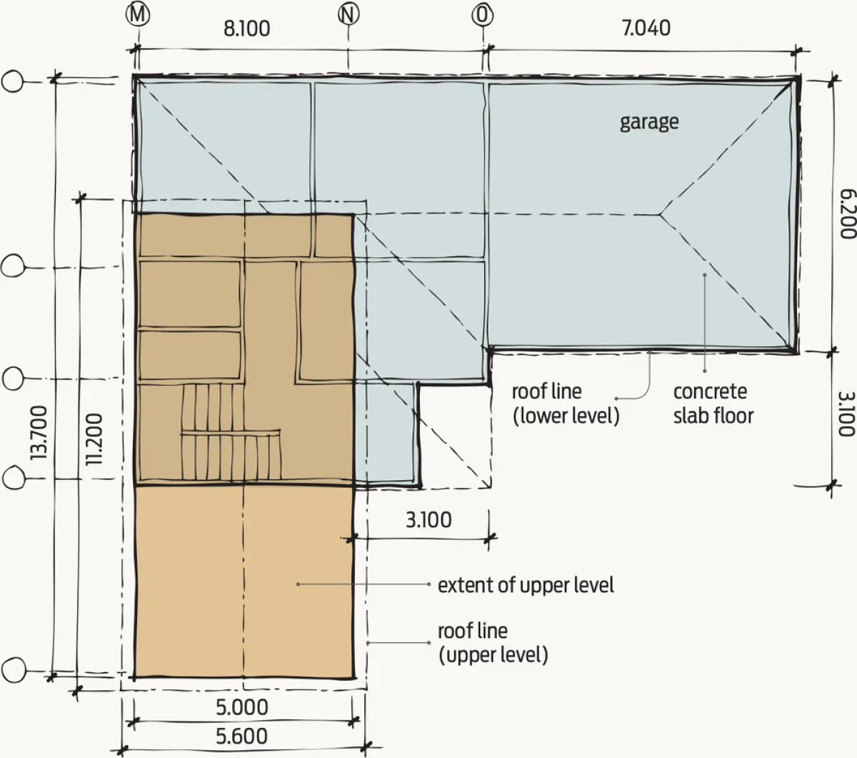 A floor plan of the example house