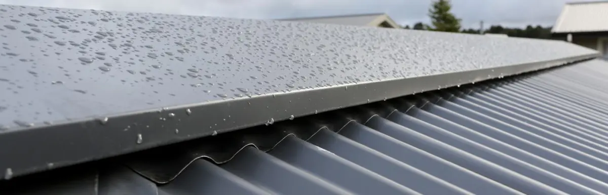 A close up photo of a wet roof