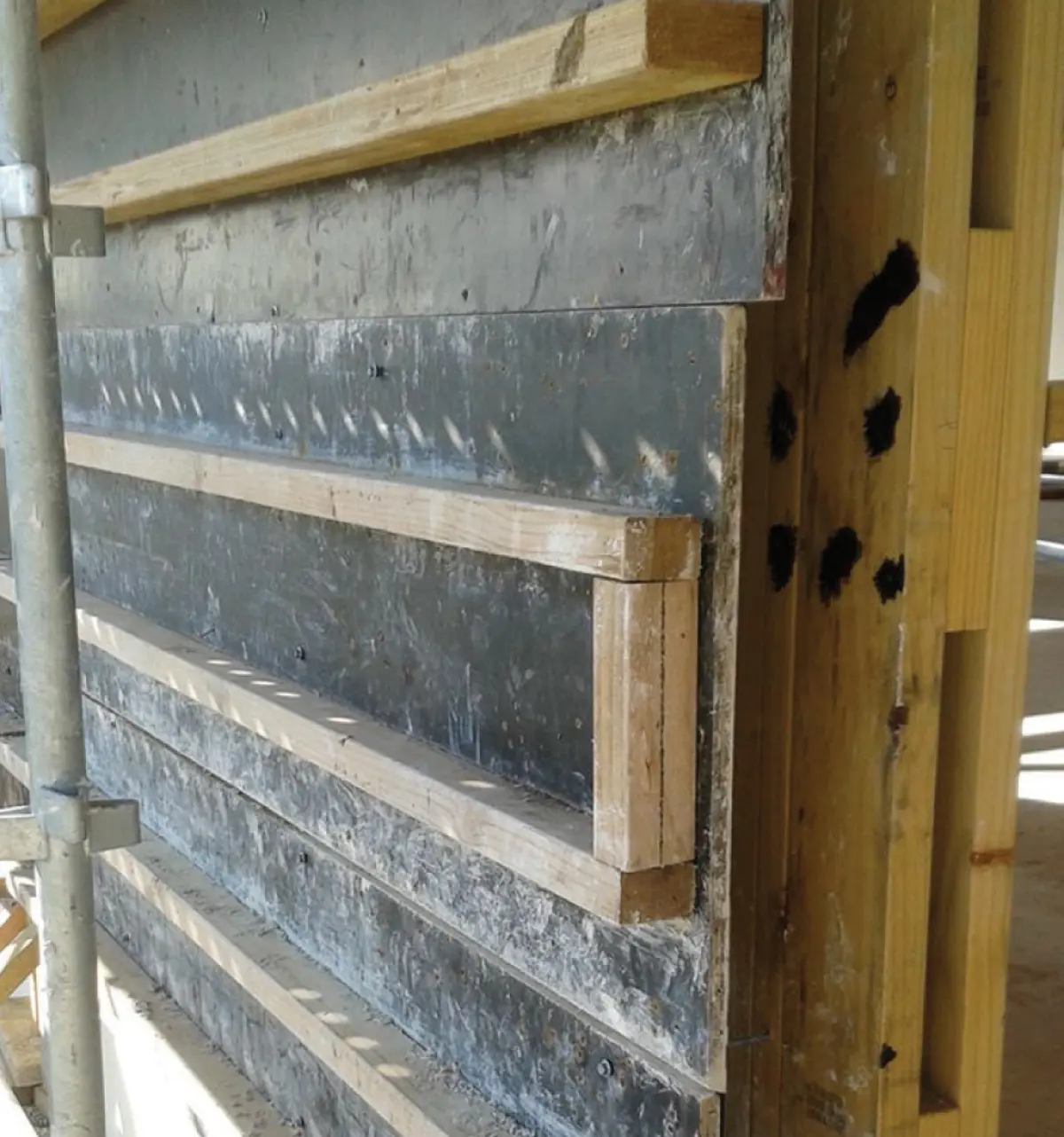 A photo of structural supports for hempcrete