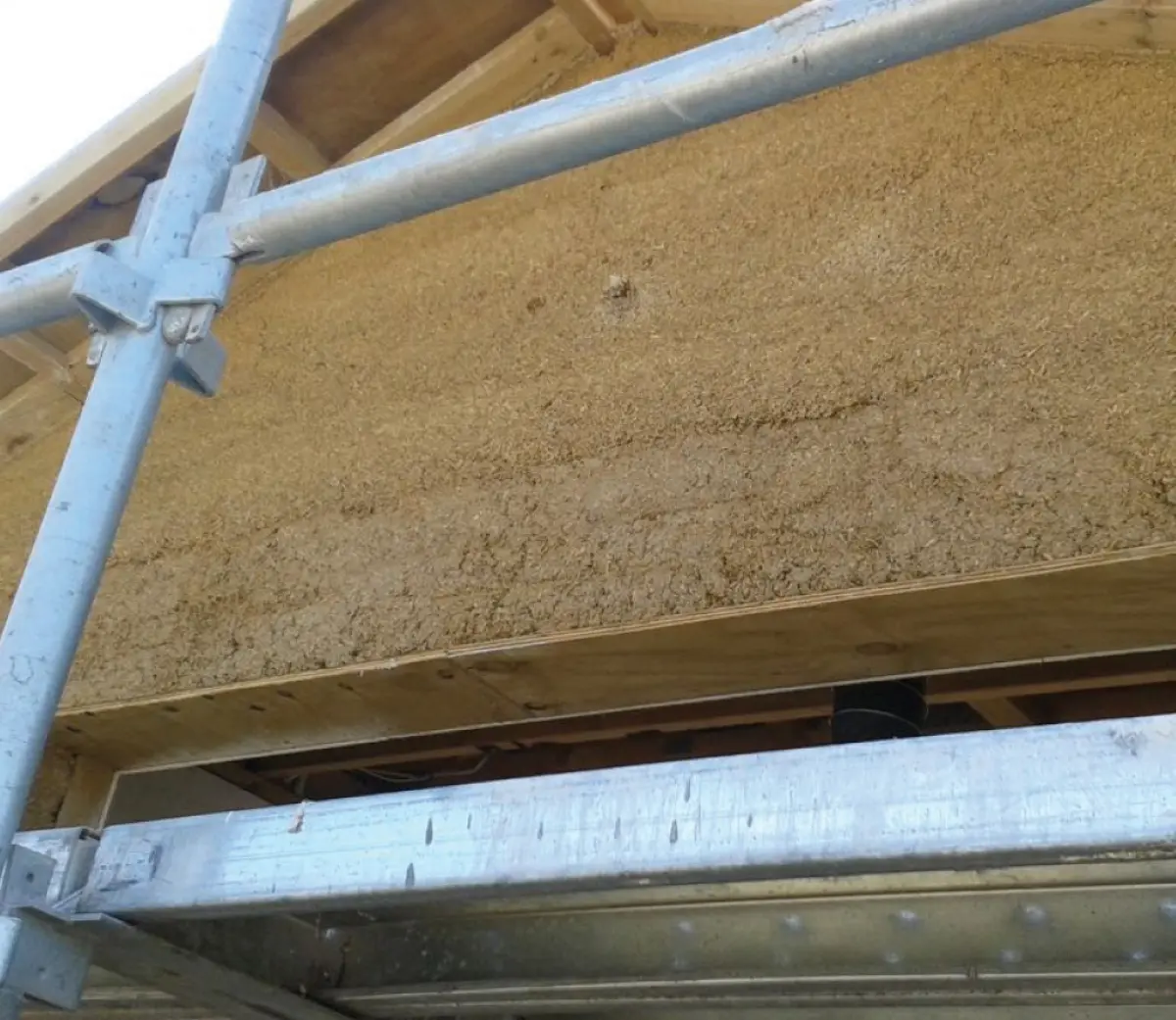 a photo of Hempcrete cladding in a wall