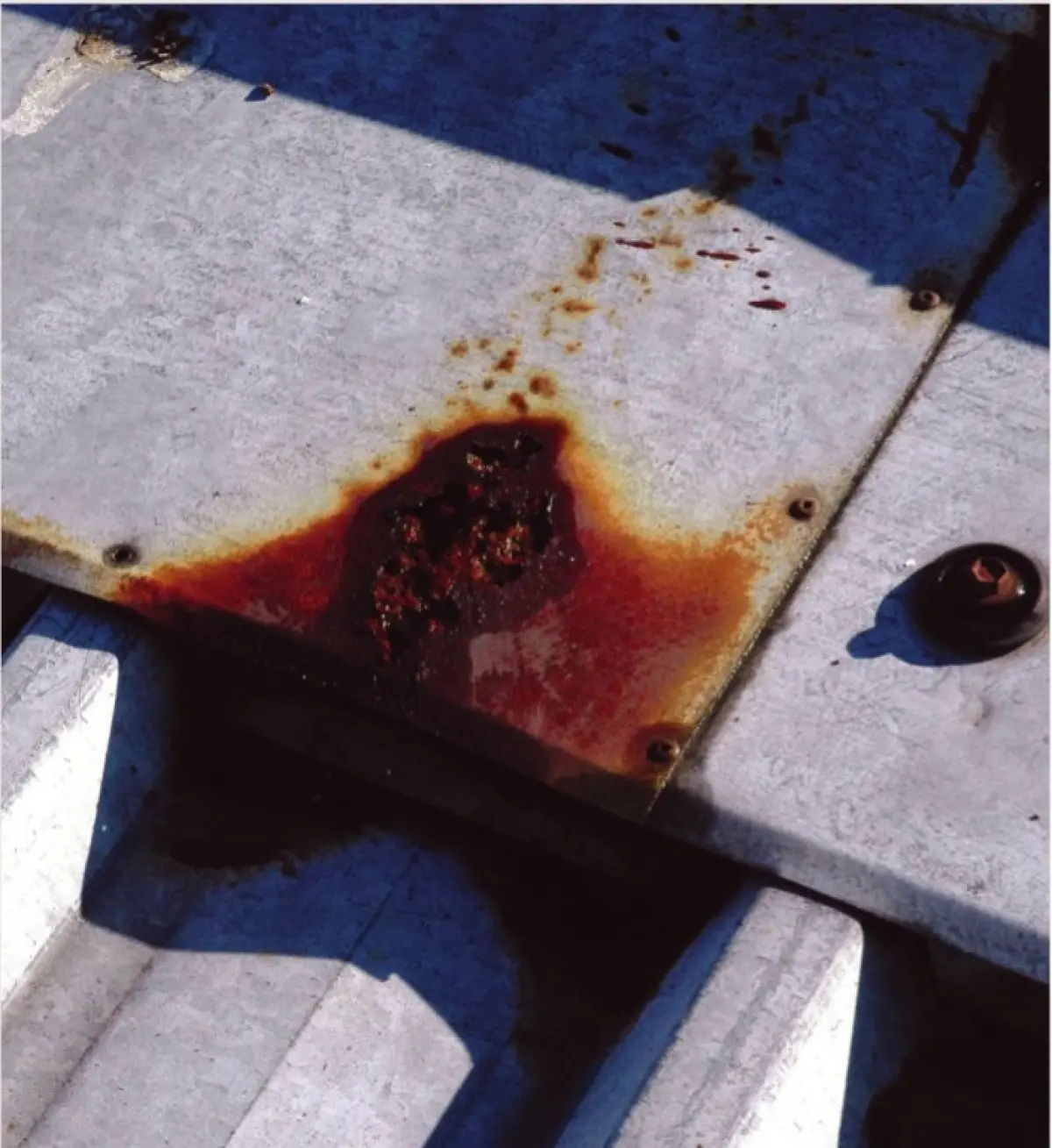 A close up photo of rust on a roof