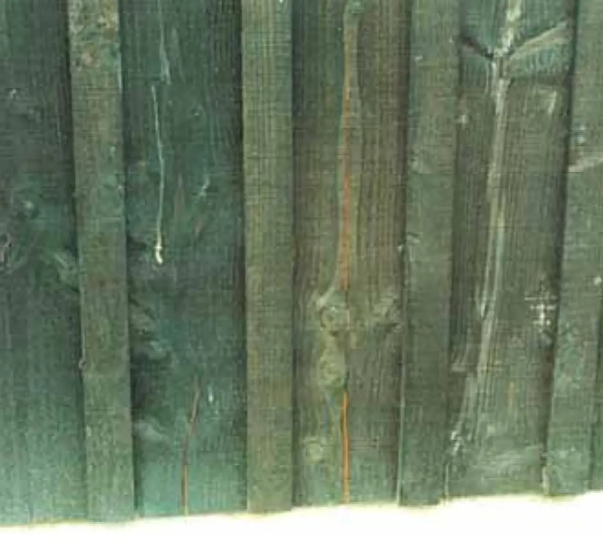 Figure one a photo depicting how wide boards, dark stains and double nailing have caused large splits in the boards