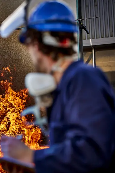 Fire test being conducted