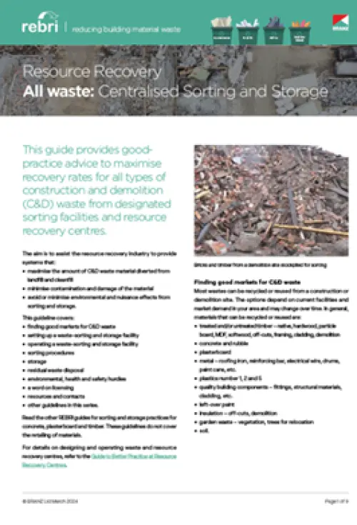 An image of the first page of Resource Recovery All waste: Centralised Sorting and Storage