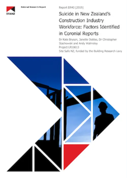 Image of Suicide in New Zealand's construction industry workforce: Factors identified in coronial reports