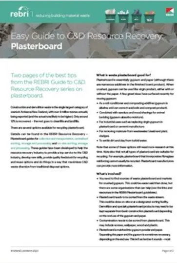 Easy Guide to C&D Resource Recovery: Plasterboard