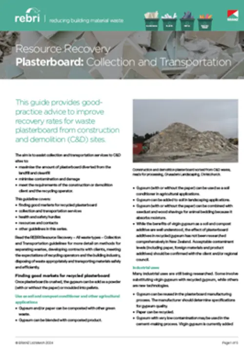 image of the front page of plasterboard collection and transportation