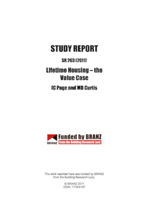 image of the front page of Lifetime housing - the value case