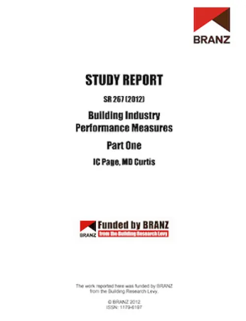 image of the front page of Building industry performance measures: Part 1