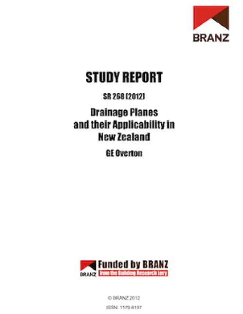 image of the front page of Drainage planes and their applicability in New Zealand