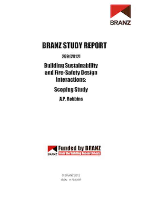 image of the front page of Building sustainability and fire-safety design interaction: Scoping study