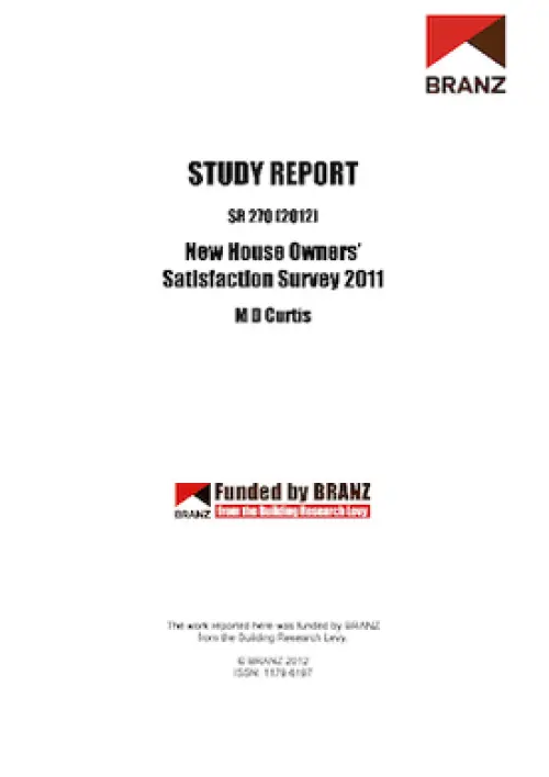 image of the front page of New House Owners’ Satisfaction Survey 2011