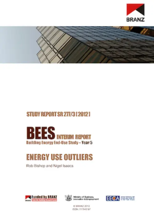 Cover page of a BRANZ study report titled ‘BEES Interim Report – Energy Use Outliers’
