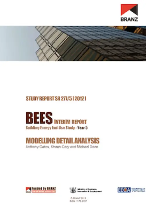 Cover page of a BRANZ study report titled ‘BEES Interim Report – Modelling Detail Analysis’