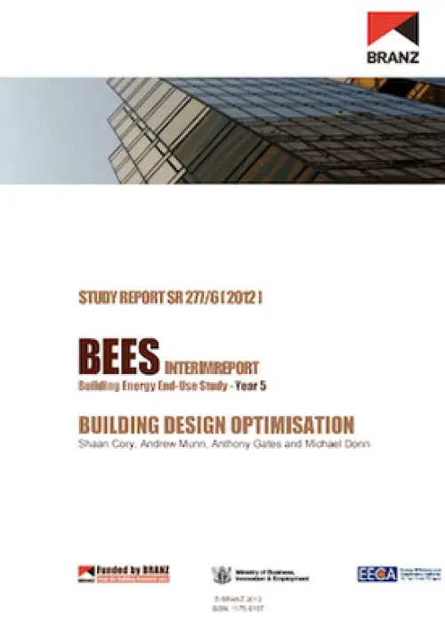 Cover page of a BRANZ study report titled ‘BEES Interim Report – Building Design Optimisation’