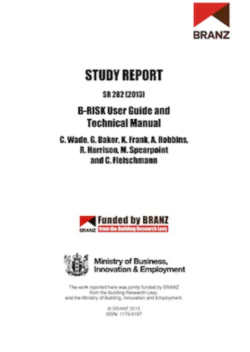 image of the front page of B-RISK user guide and technical manual