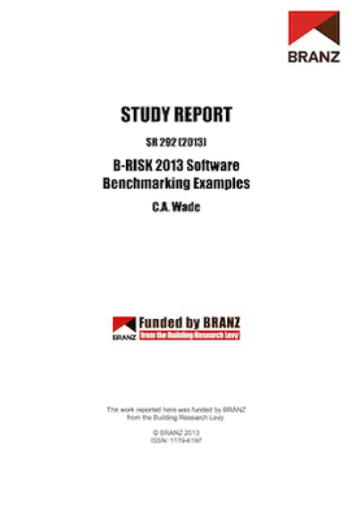 image of the front page of B-RISK 2013 software benchmarking examples