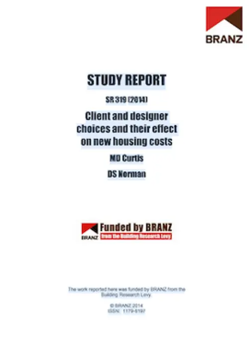 Image of client and designer choices and their effect on new housing costs