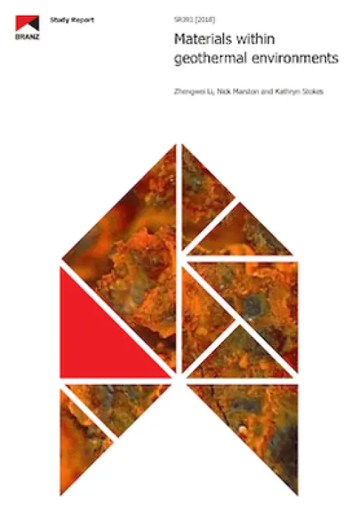 image of the front page of Materials within geothermal environments, contains rusty imagery