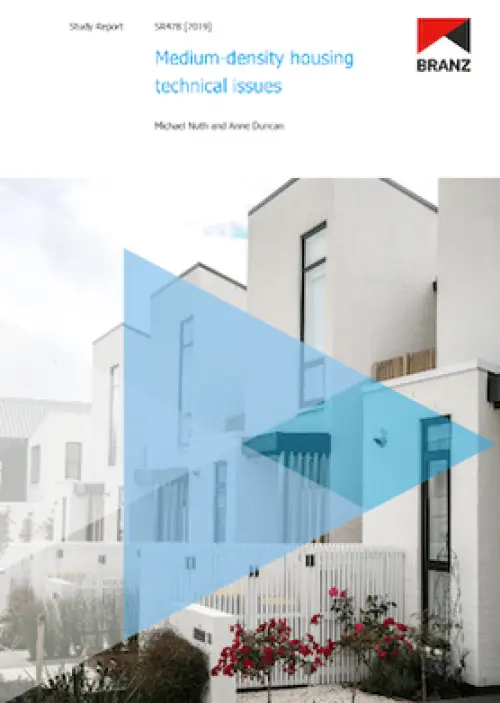 Cover page of a BRANZ study report titled ‘Medium‑density housing technical issues’