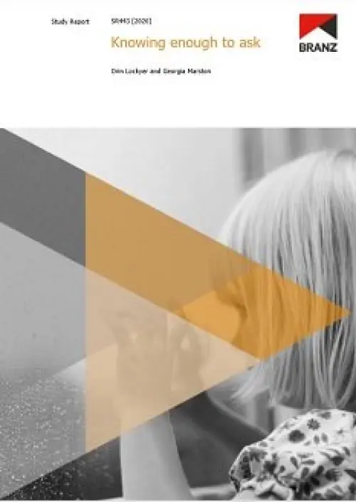Cover page of a BRANZ study report titled ‘Knowing enough to ask’