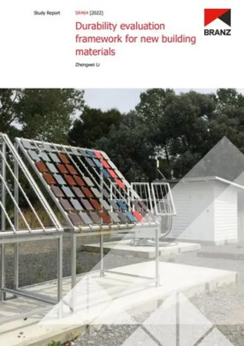 Image of Durability evaluation framework for new building materials, contains image of outdoor material testing