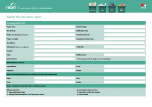 Waste minimisation plan screenshot