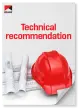 Image of Technical Recommendation front page, contains a red hard hat and building plans